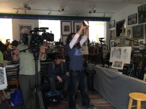 Filming inside Will Fleishell's home